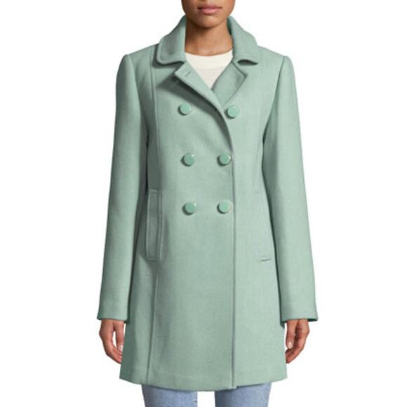 Kate Spade New York green wool twill double-breasted coat size Xs - Picture 8 of 11